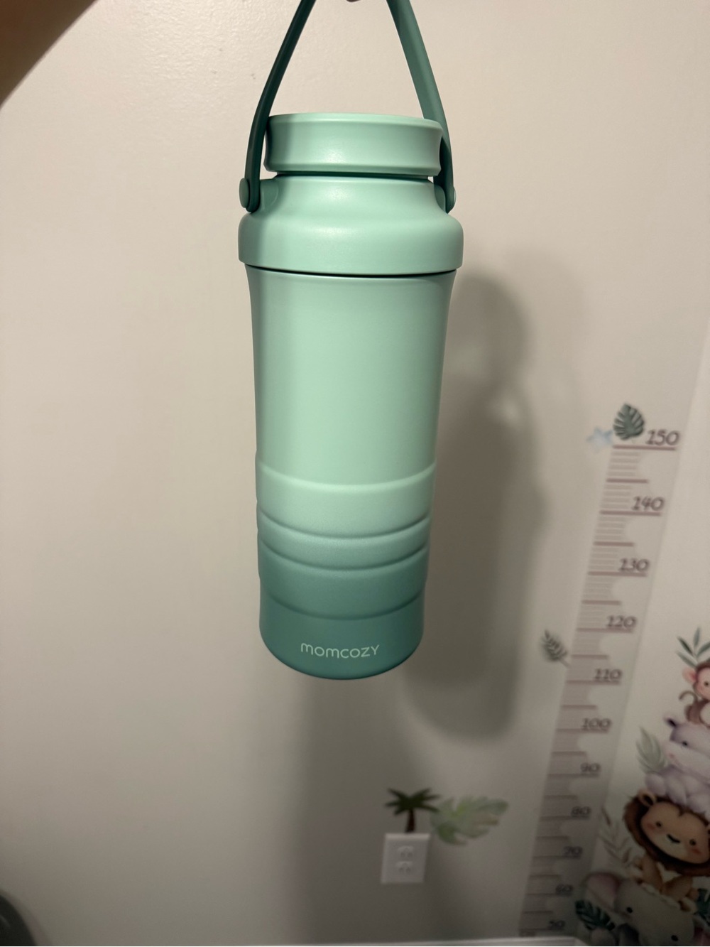 Momcozy Mint Green Insulated Kids Water Bottle with Carry Handle